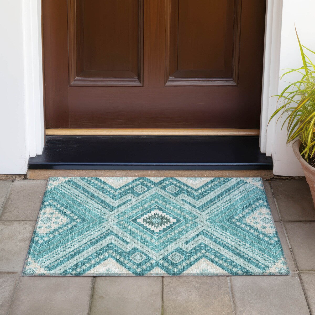 Machine Washable Indoor/ Outdoor Global Boho Chantille Rug