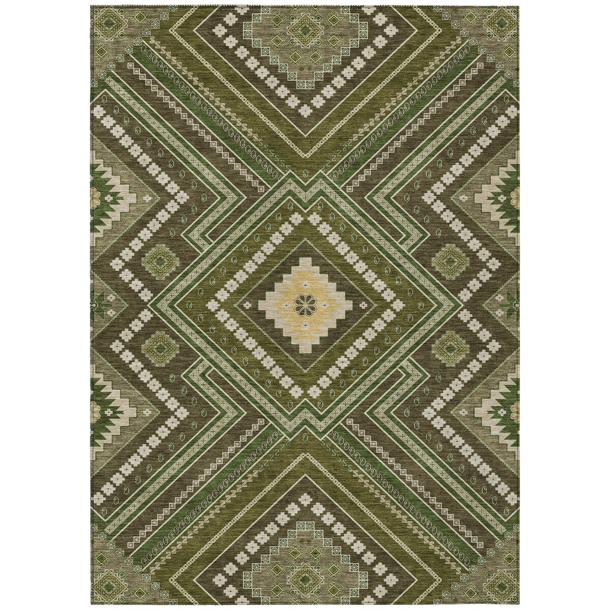 Machine Washable Indoor/ Outdoor Global Boho Chantille Rug