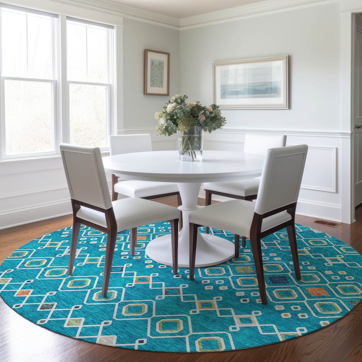 Machine Washable Indoor/ Outdoor Global Contempory Chantille Rug