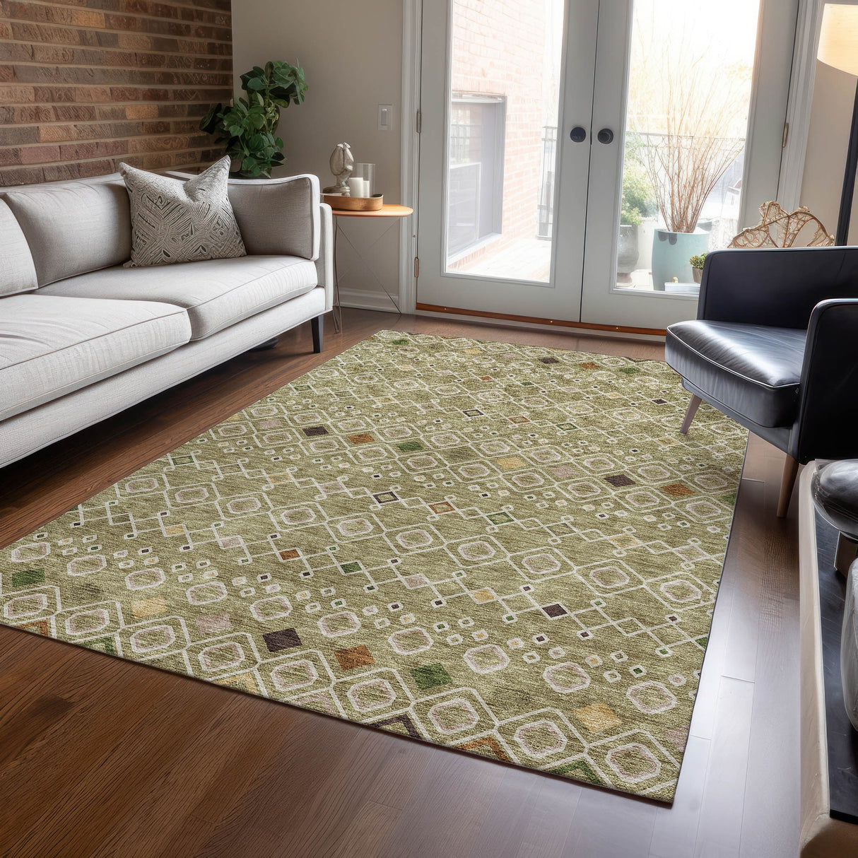 Machine Washable Indoor/ Outdoor Global Contempory Chantille Rug