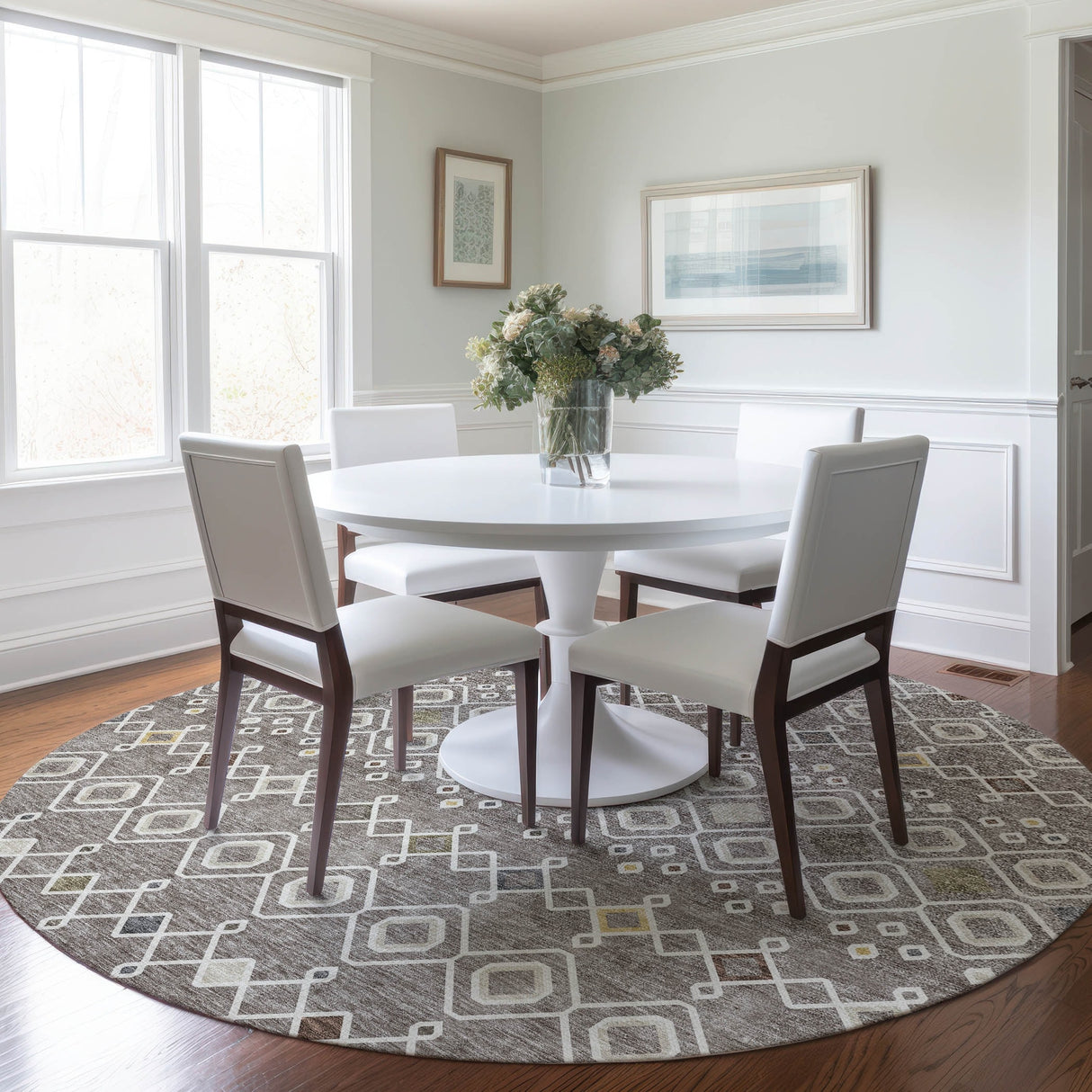 Machine Washable Indoor/ Outdoor Global Contempory Chantille Rug