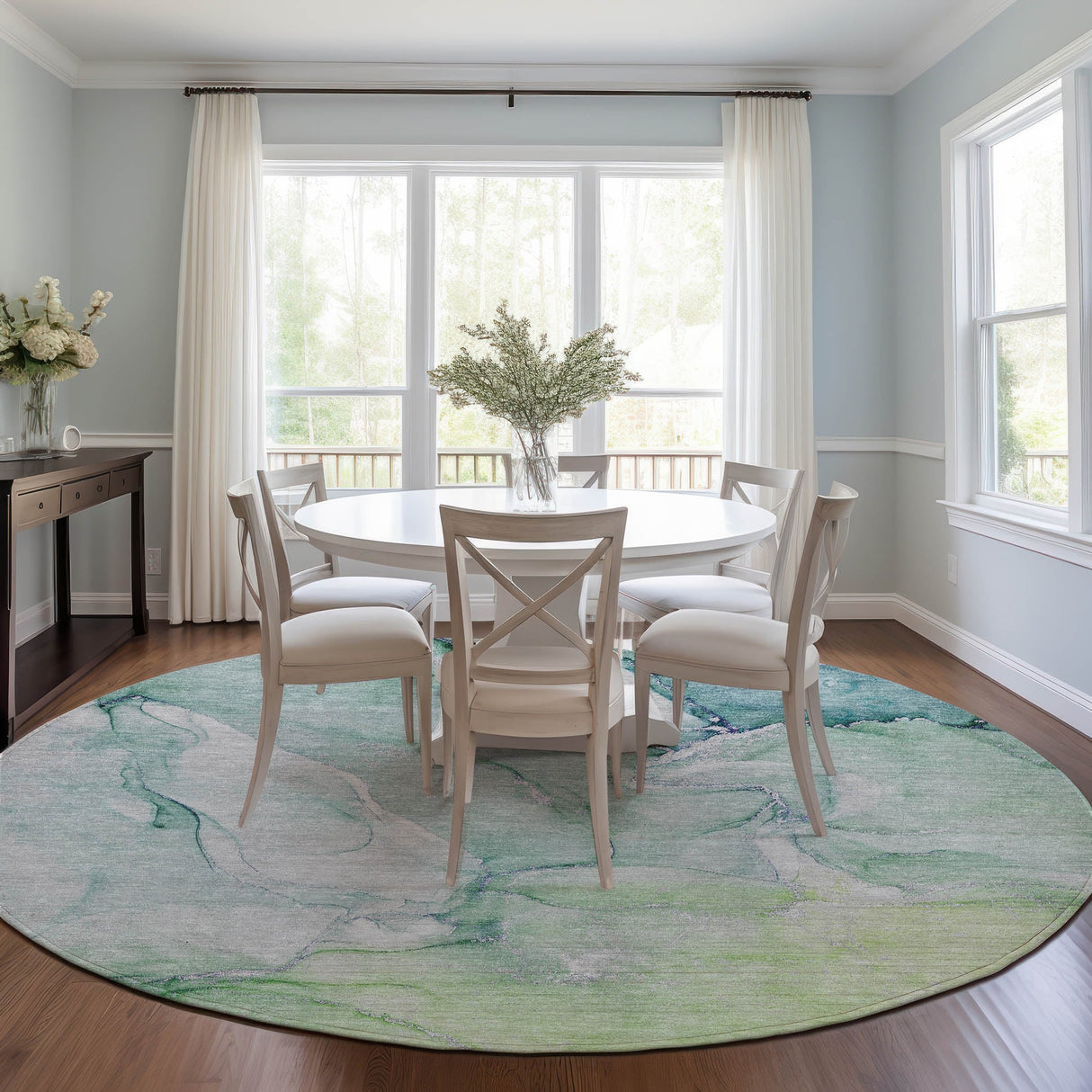 Machine Washable Indoor/ Outdoor Marble Chantille Rug