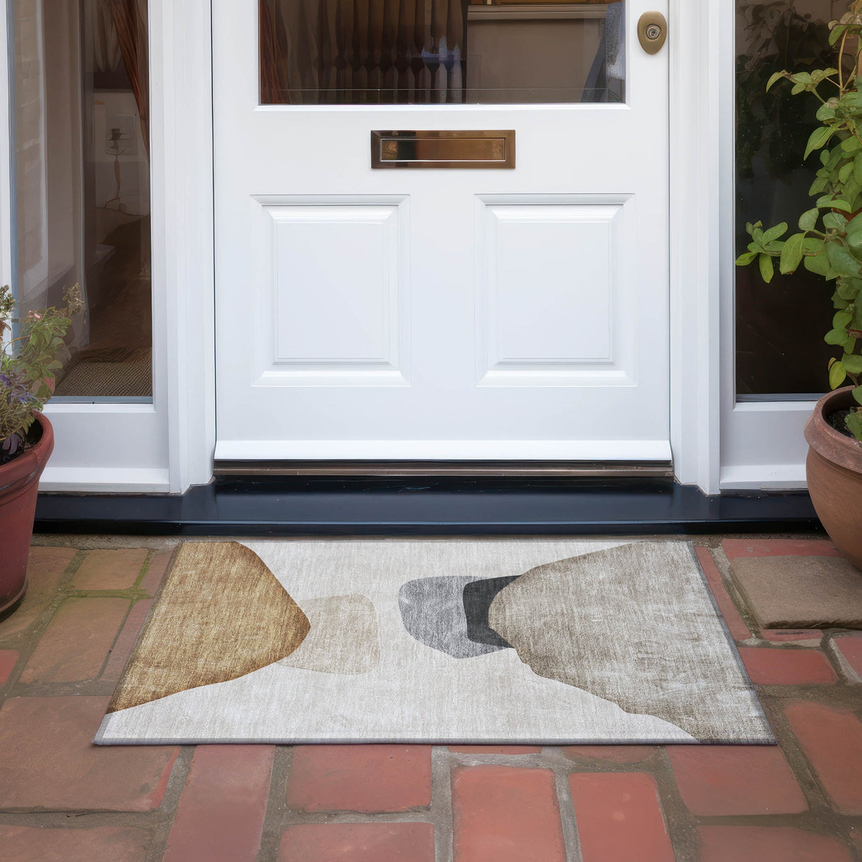 Machine Washable Indoor/ Outdoor Modern Abstract Chantille Rug