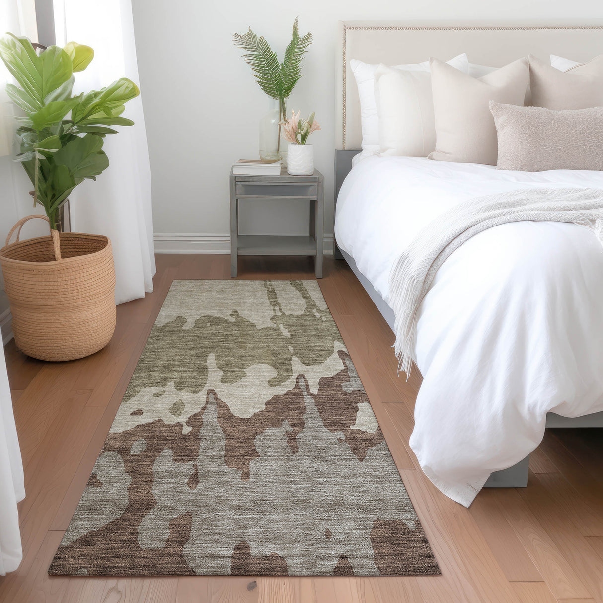 Machine Washable Indoor/ Outdoor Modern Abstract Chantille Rug