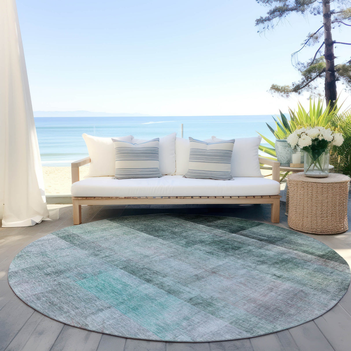 Machine Washable Indoor/ Outdoor Modern Abstract Chantille Rug