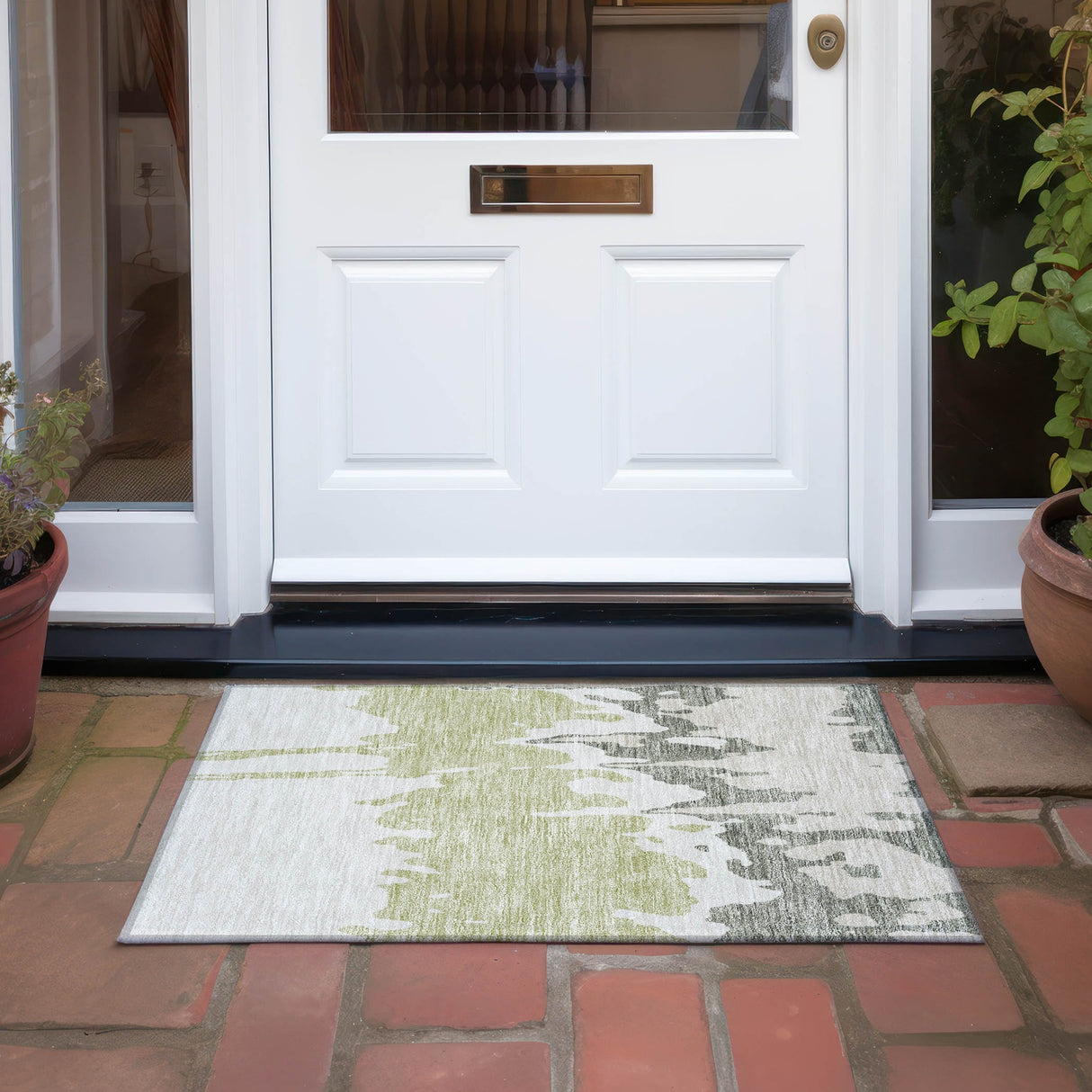 Machine Washable Indoor/ Outdoor Modern Abstract Chantille Rug