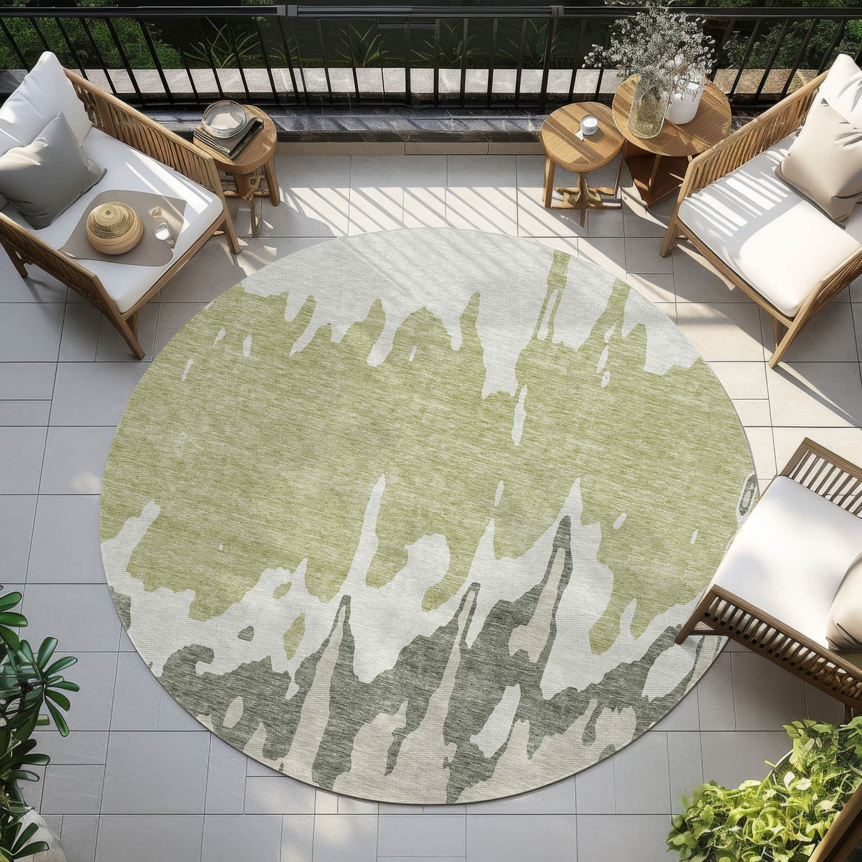 Machine Washable Indoor/ Outdoor Modern Abstract Chantille Rug