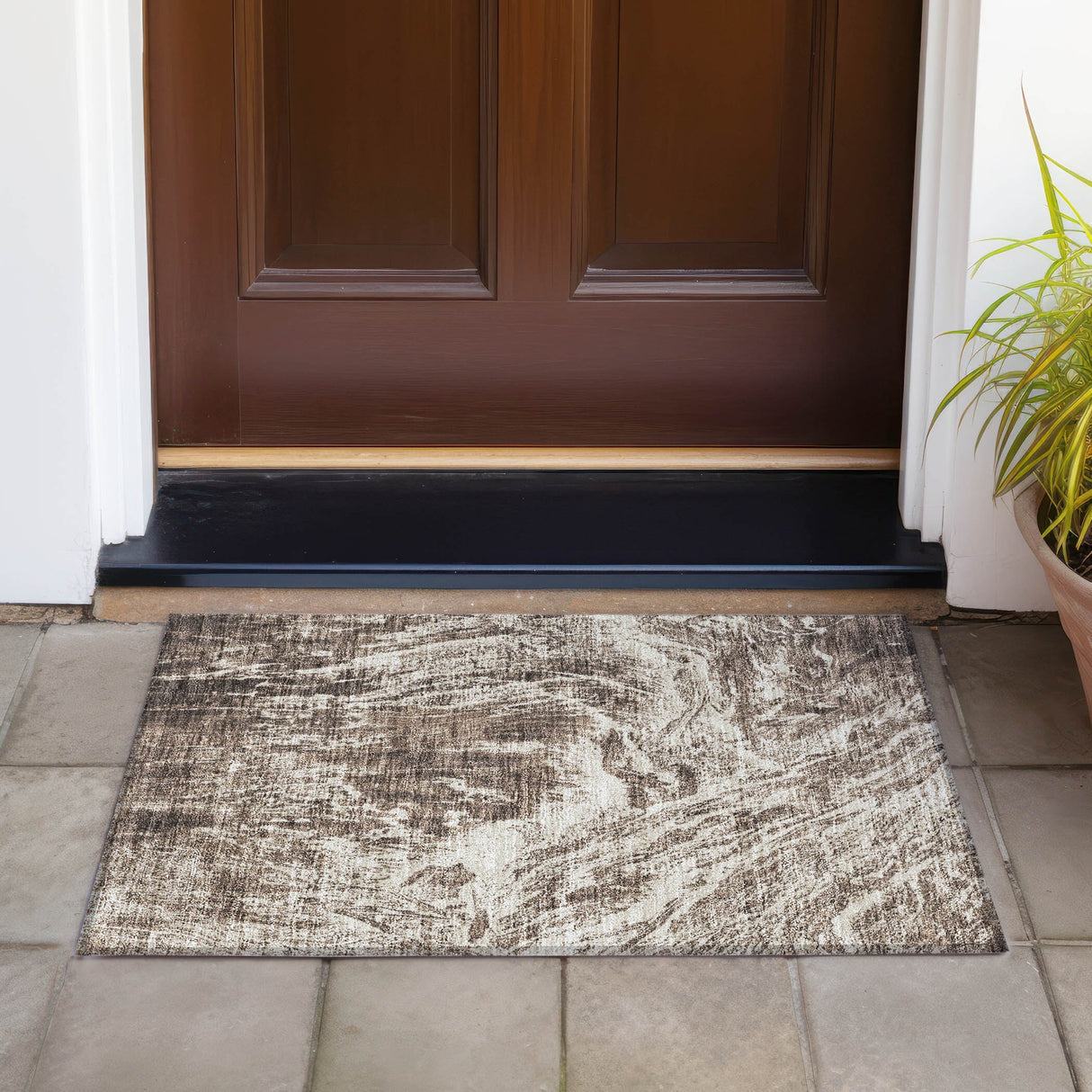 Machine Washable Indoor/ Outdoor Modern Abstract Chantille Rug