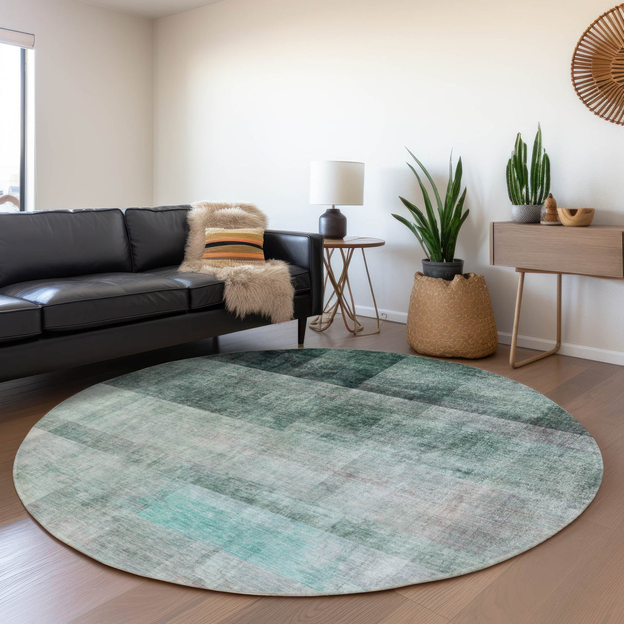 Machine Washable Indoor/ Outdoor Modern Abstract Chantille Rug