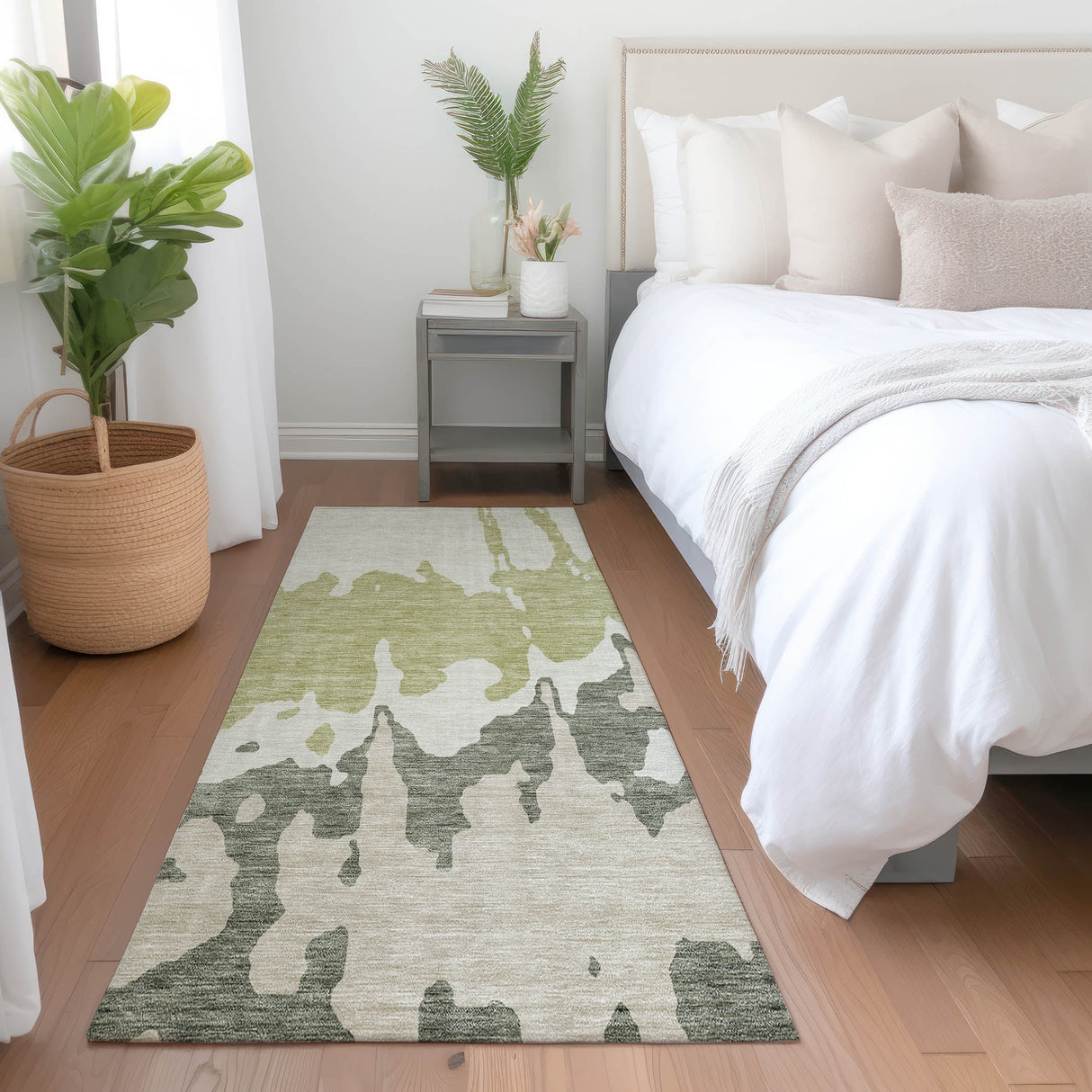 Machine Washable Indoor/ Outdoor Modern Abstract Chantille Rug