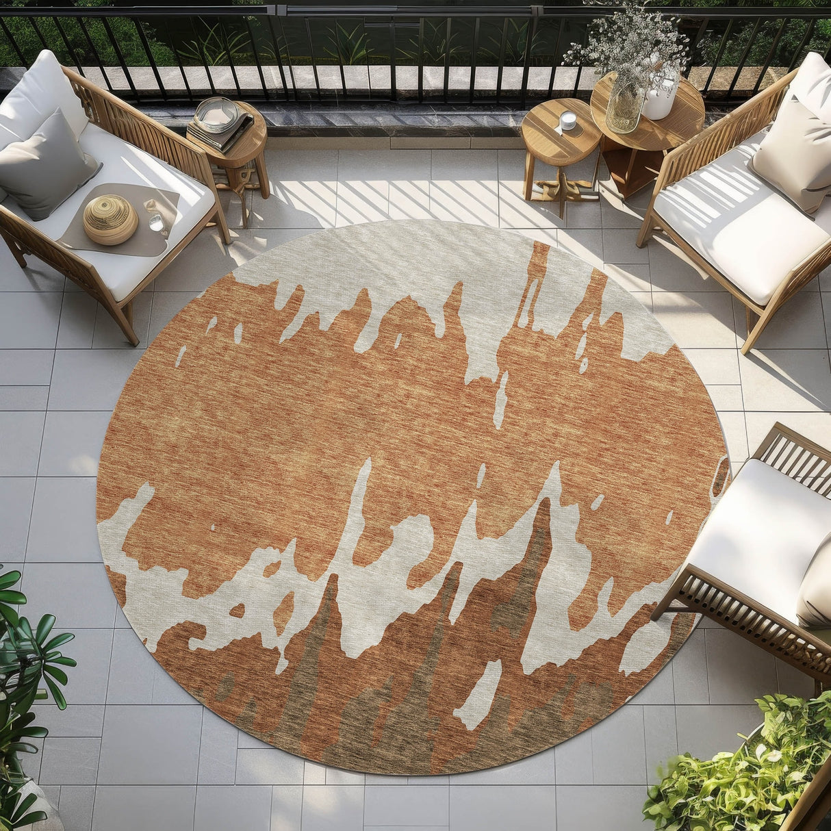 Machine Washable Indoor/ Outdoor Modern Abstract Chantille Rug