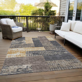Machine Washable Indoor/ Outdoor Modern Blocks Chantille Rug