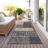 Machine Washable Indoor/ Outdoor Modern Blocks Chantille Rug