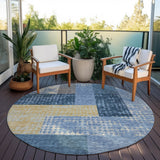 Machine Washable Indoor/ Outdoor Modern Blocks Chantille Rug