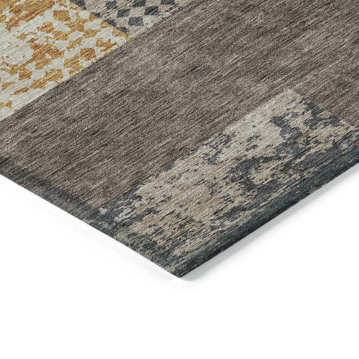 Machine Washable Indoor/ Outdoor Modern Blocks Chantille Rug