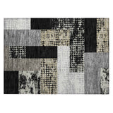 Machine Washable Indoor/ Outdoor Modern Blocks Chantille Rug