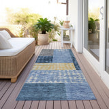 Machine Washable Indoor/ Outdoor Modern Blocks Chantille Rug