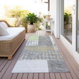 Machine Washable Indoor/ Outdoor Modern Blocks Chantille Rug