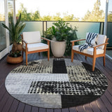 Machine Washable Indoor/ Outdoor Modern Blocks Chantille Rug