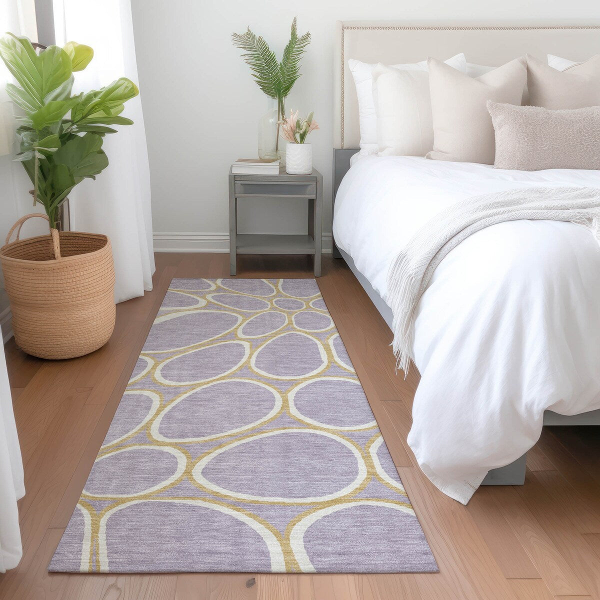 Machine Washable Indoor/ Outdoor Modern Bubbles Chantille Rug