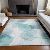 Machine Washable Indoor/ Outdoor Modern Circles Chantille Rug