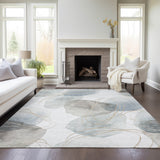 Machine Washable Indoor/ Outdoor Modern Circles Chantille Rug