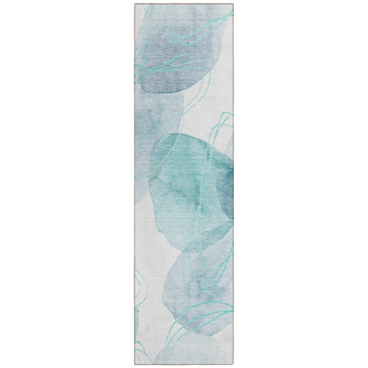 Machine Washable Indoor/ Outdoor Modern Circles Chantille Rug