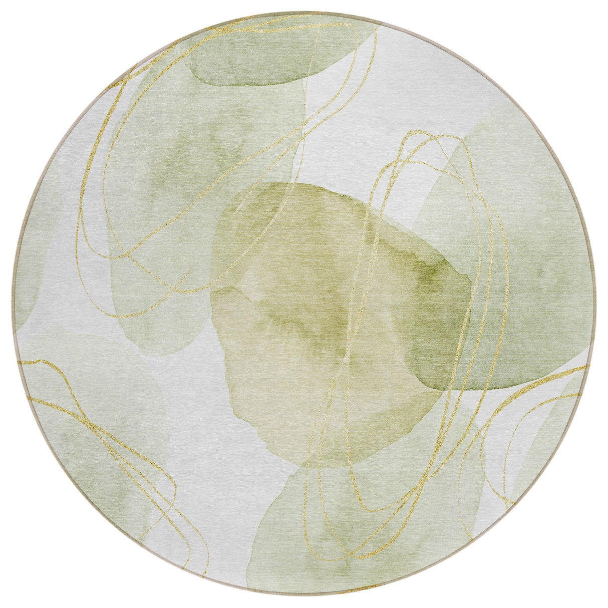 Machine Washable Indoor/ Outdoor Modern Circles Chantille Rug