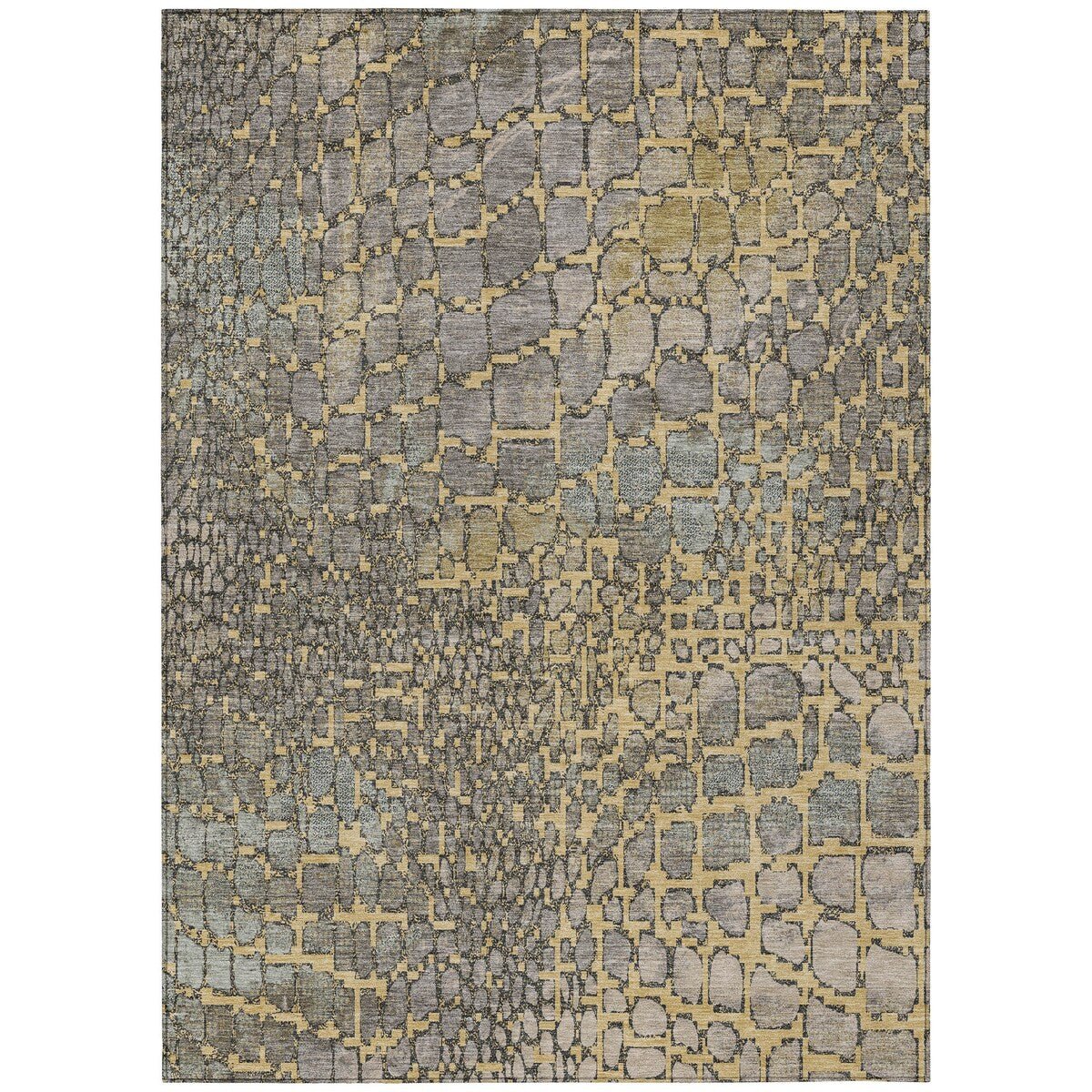Machine Washable Indoor/ Outdoor Modern Cobble Chantille Rug