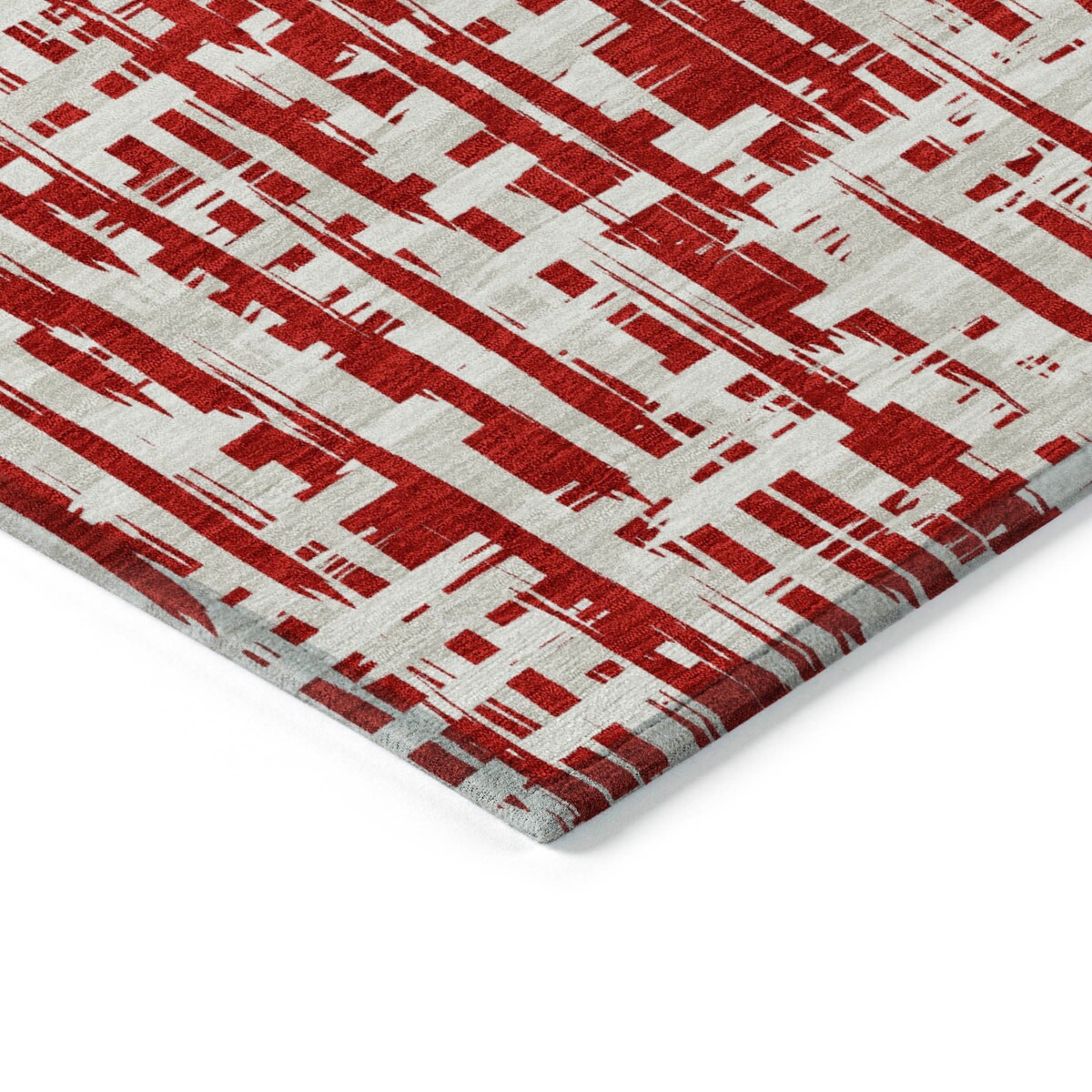 Machine Washable Indoor/ Outdoor Modern Crosshatch Chantille Rug