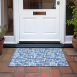 Machine Washable Indoor/ Outdoor Modern Crosshatch Chantille Rug