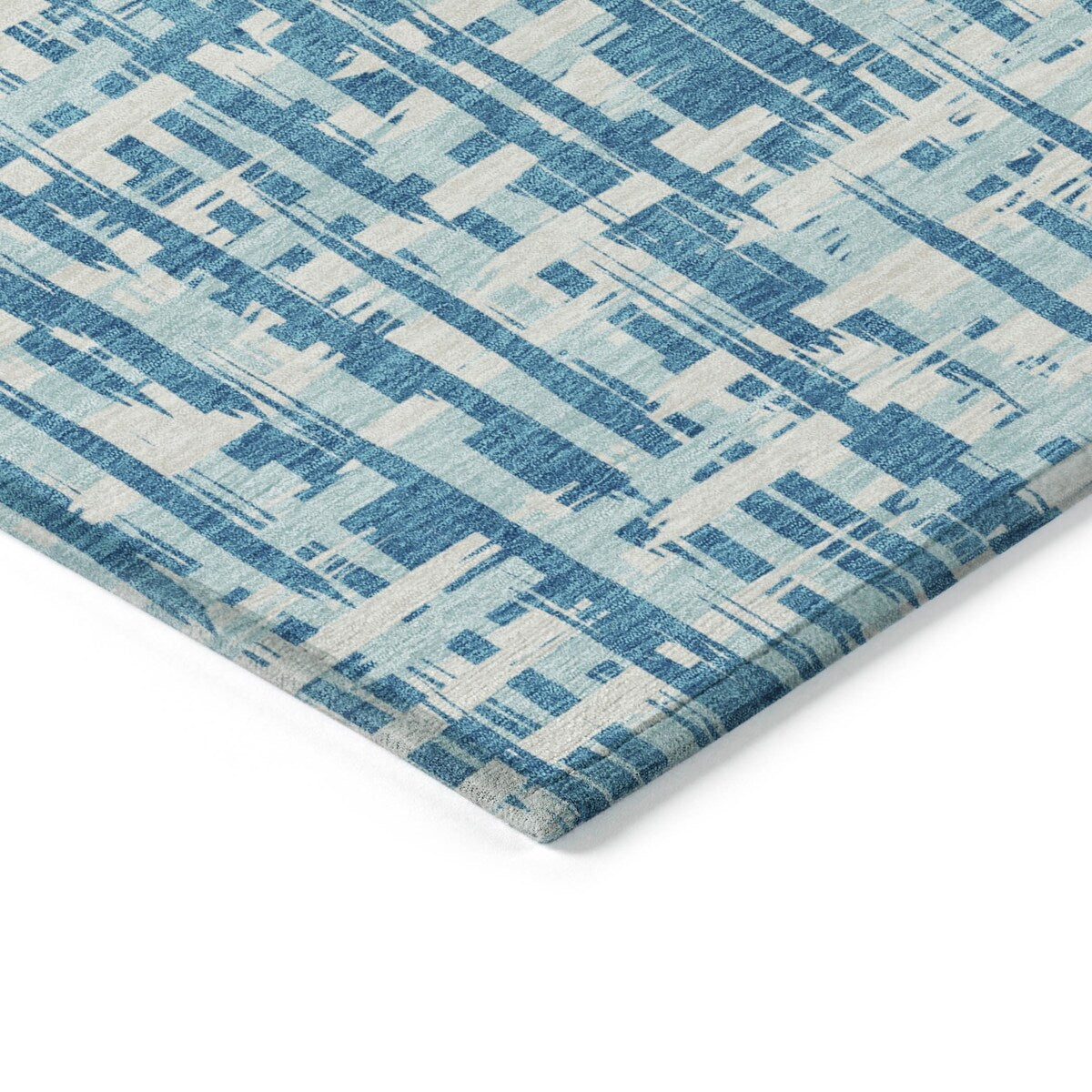 Machine Washable Indoor/ Outdoor Modern Crosshatch Chantille Rug