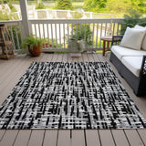 Machine Washable Indoor/ Outdoor Modern Crosshatch Chantille Rug
