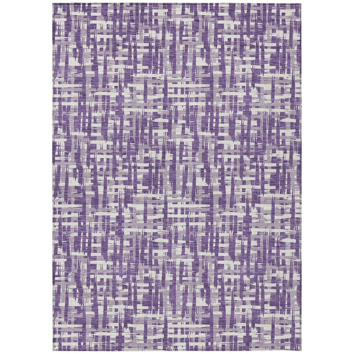 Machine Washable Indoor/ Outdoor Modern Crosshatch Chantille Rug