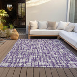 Machine Washable Indoor/ Outdoor Modern Crosshatch Chantille Rug