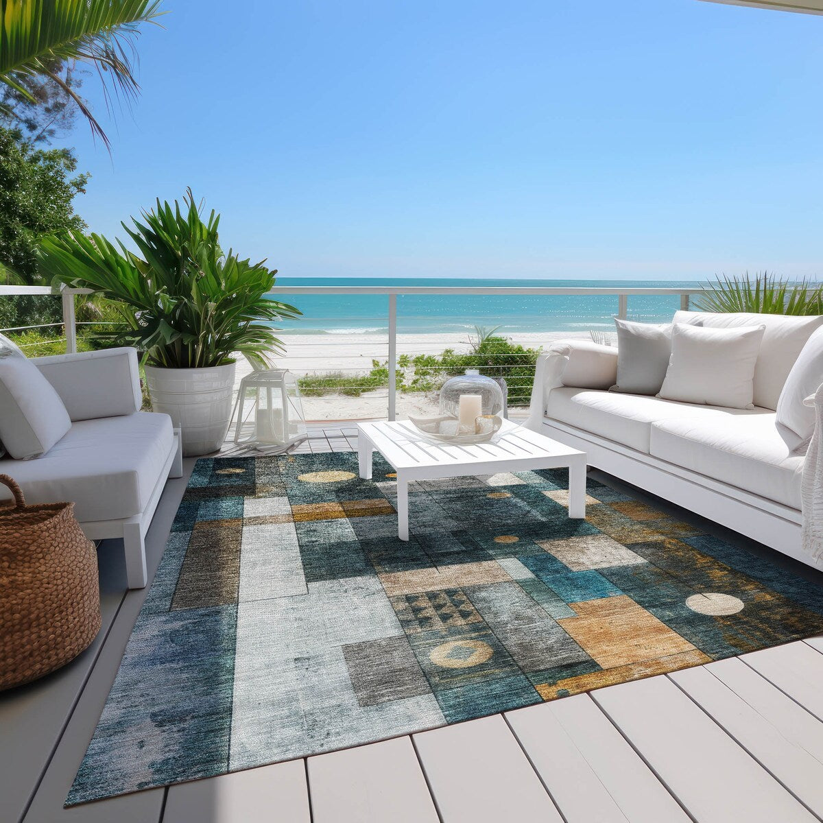 Machine Washable Indoor/ Outdoor Modern Deco Chantille Rug