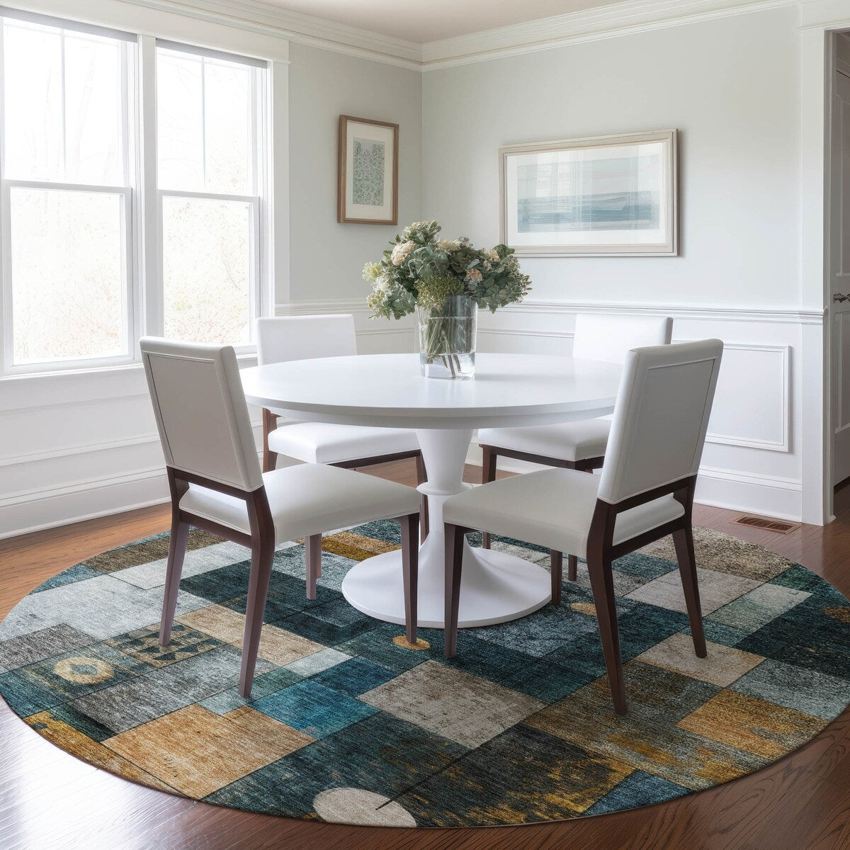 Machine Washable Indoor/ Outdoor Modern Deco Chantille Rug