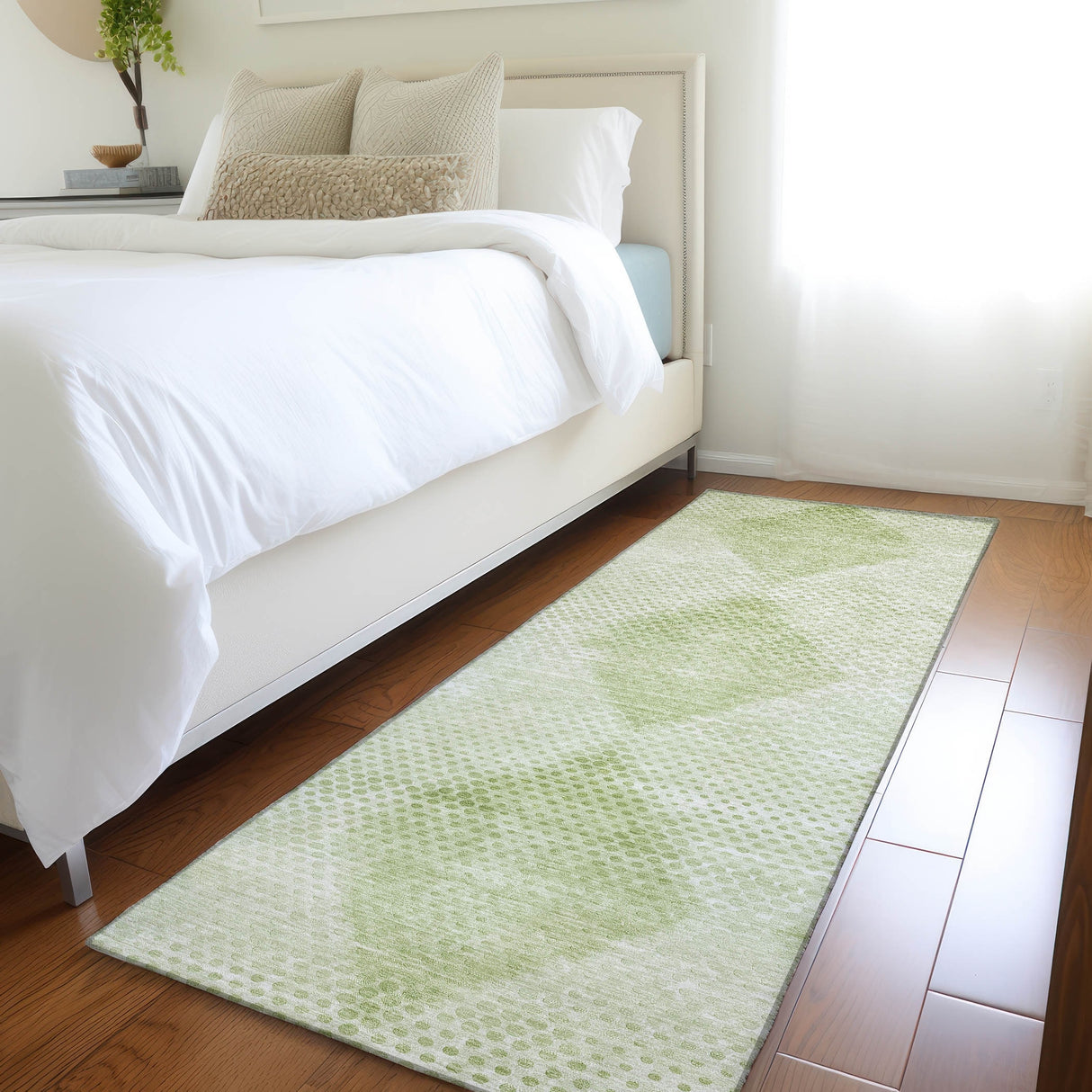 Machine Washable Indoor/ Outdoor Modern Diamonds Chantille Rug