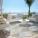 Machine Washable Indoor/ Outdoor Modern Diamonds Chantille Rug