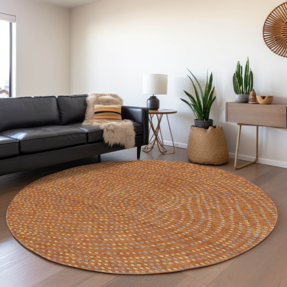 Machine Washable Indoor/ Outdoor Modern Dotty Chantille Rug