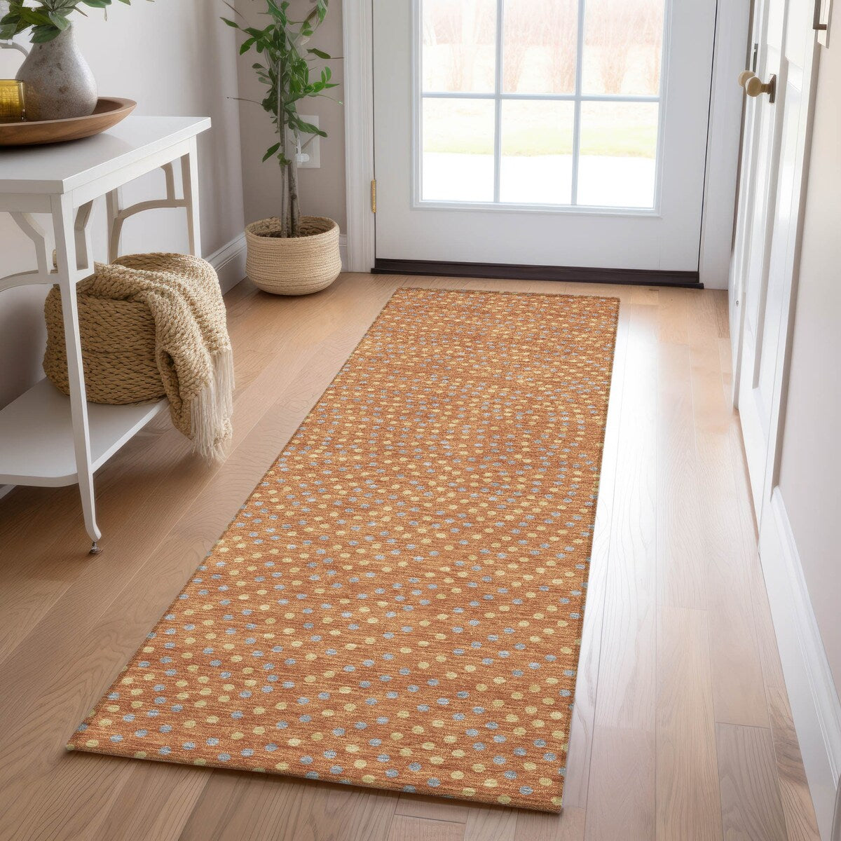 Machine Washable Indoor/ Outdoor Modern Dotty Chantille Rug