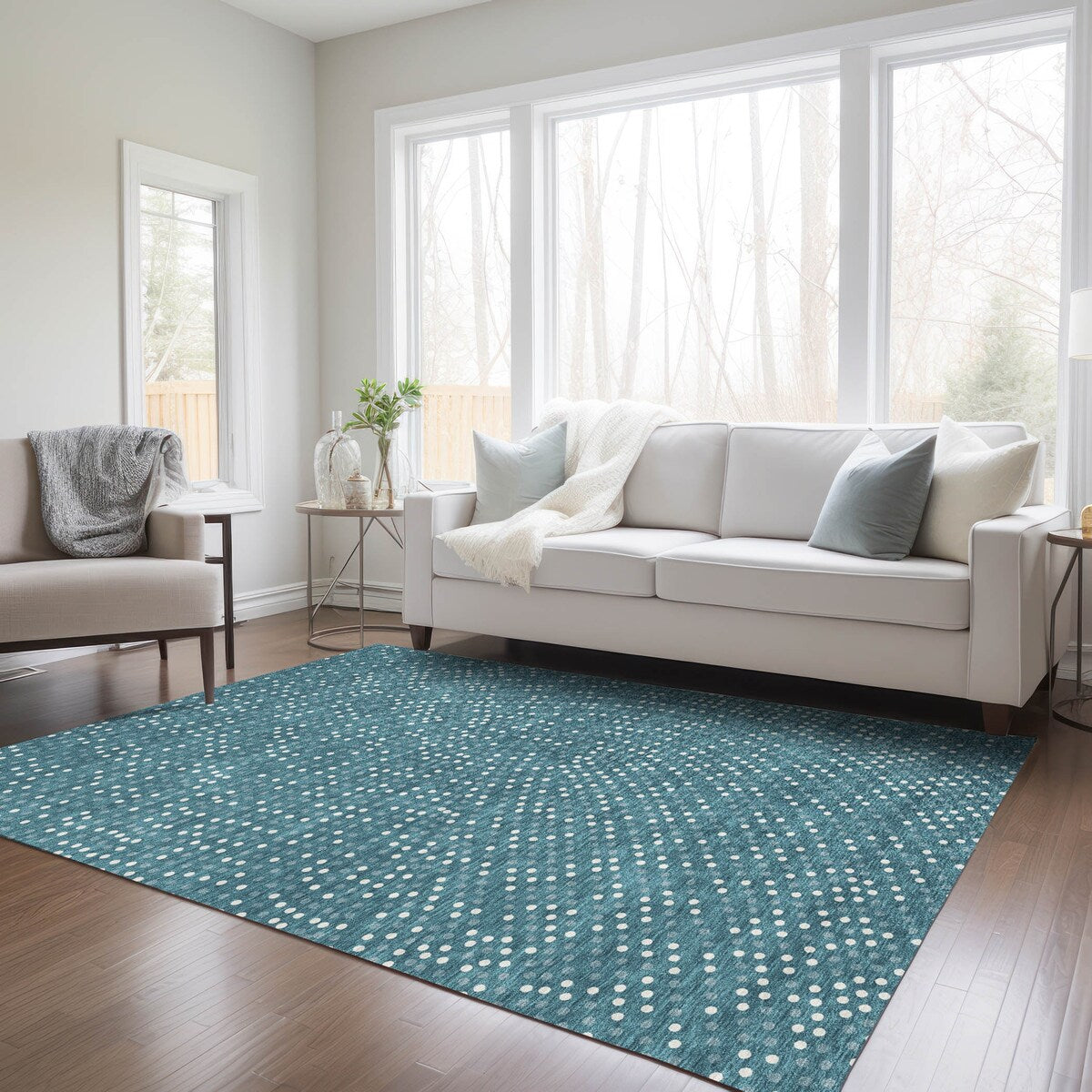 Machine Washable Indoor/ Outdoor Modern Dotty Chantille Rug