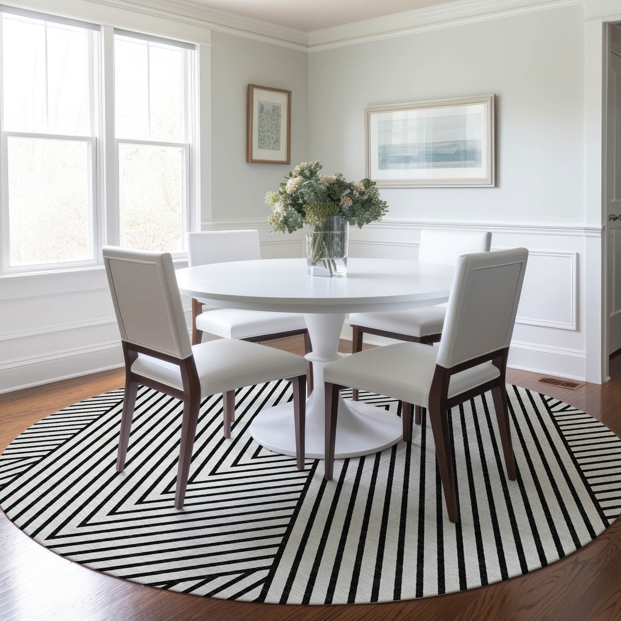 Machine Washable Indoor/ Outdoor Modern Geo Chantille Rug