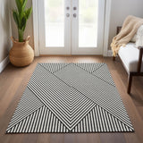 Machine Washable Indoor/ Outdoor Modern Geo Chantille Rug