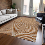 Machine Washable Indoor/ Outdoor Modern Geo Chantille Rug