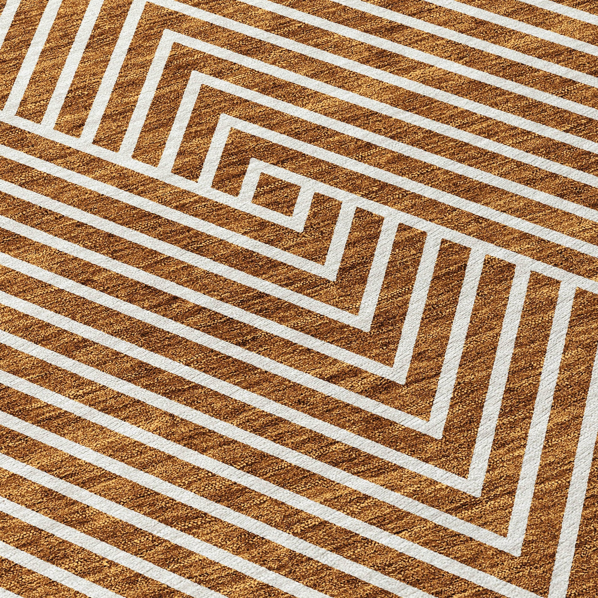 Machine Washable Indoor/ Outdoor Modern Geo Chantille Rug