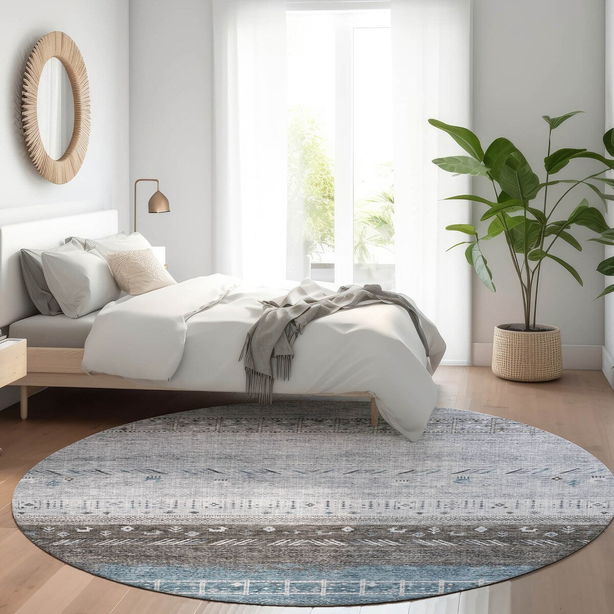 Machine Washable Indoor/ Outdoor Modern Global Chantille Rug