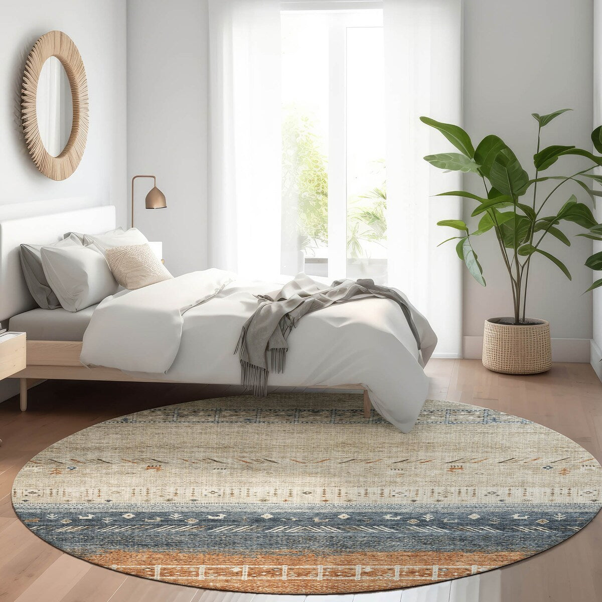 Machine Washable Indoor/ Outdoor Modern Global Chantille Rug
