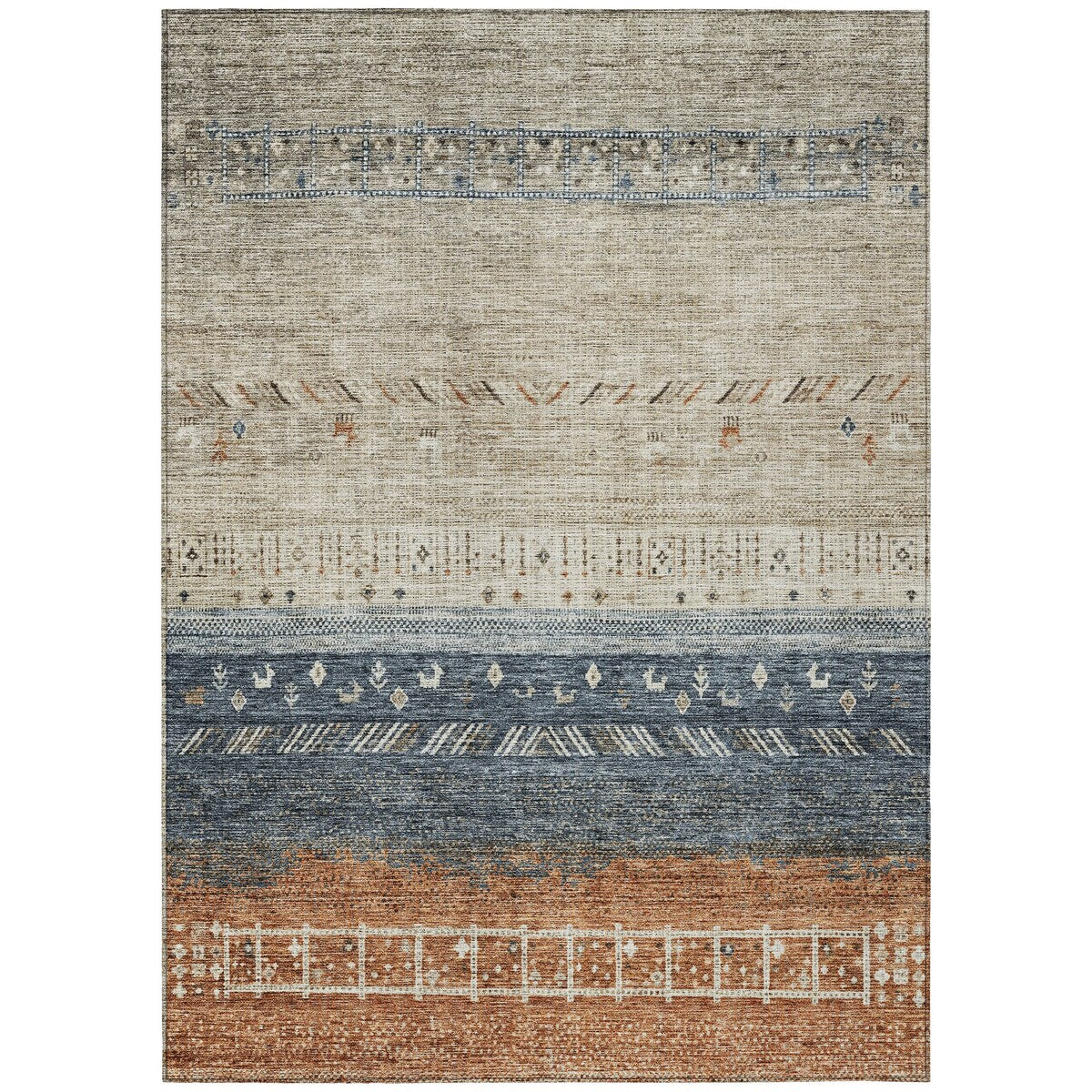 Machine Washable Indoor/ Outdoor Modern Global Chantille Rug