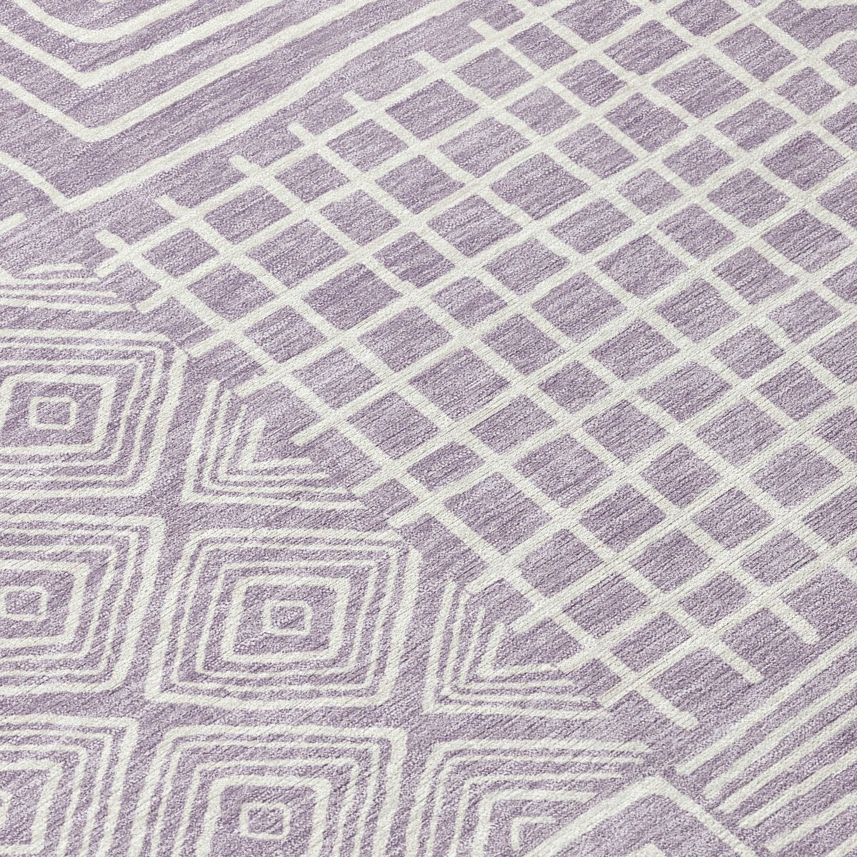 Machine Washable Indoor/ Outdoor Modern Mosaic Chantille Rug